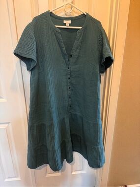 j jill embroidered denim dress Women's J Jill Denim Knee Length Dress 3/4 Sleeves Embroidery SZ XS NWT